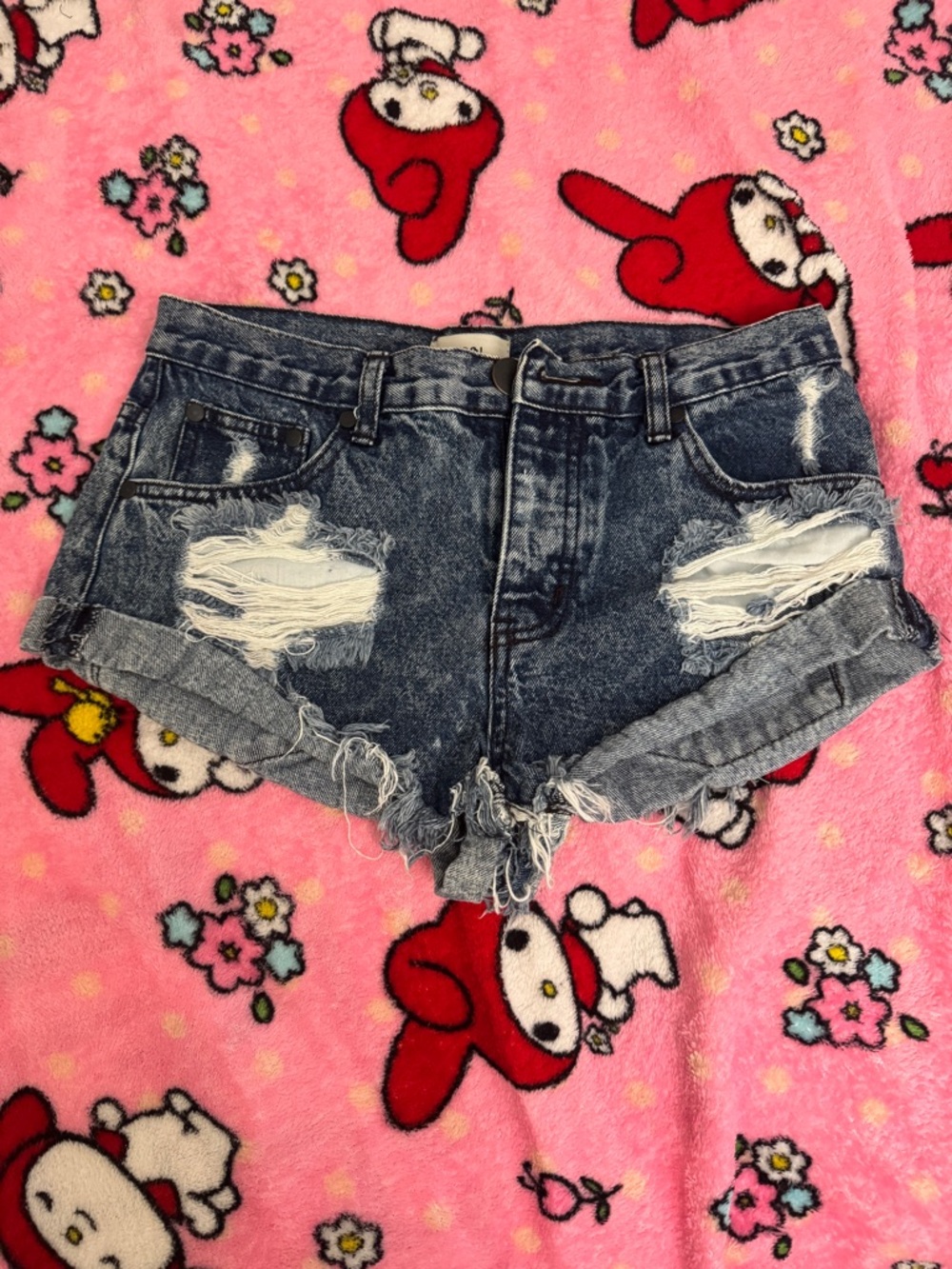 Women’s High Rise Distressed Denim Shorts - Blue